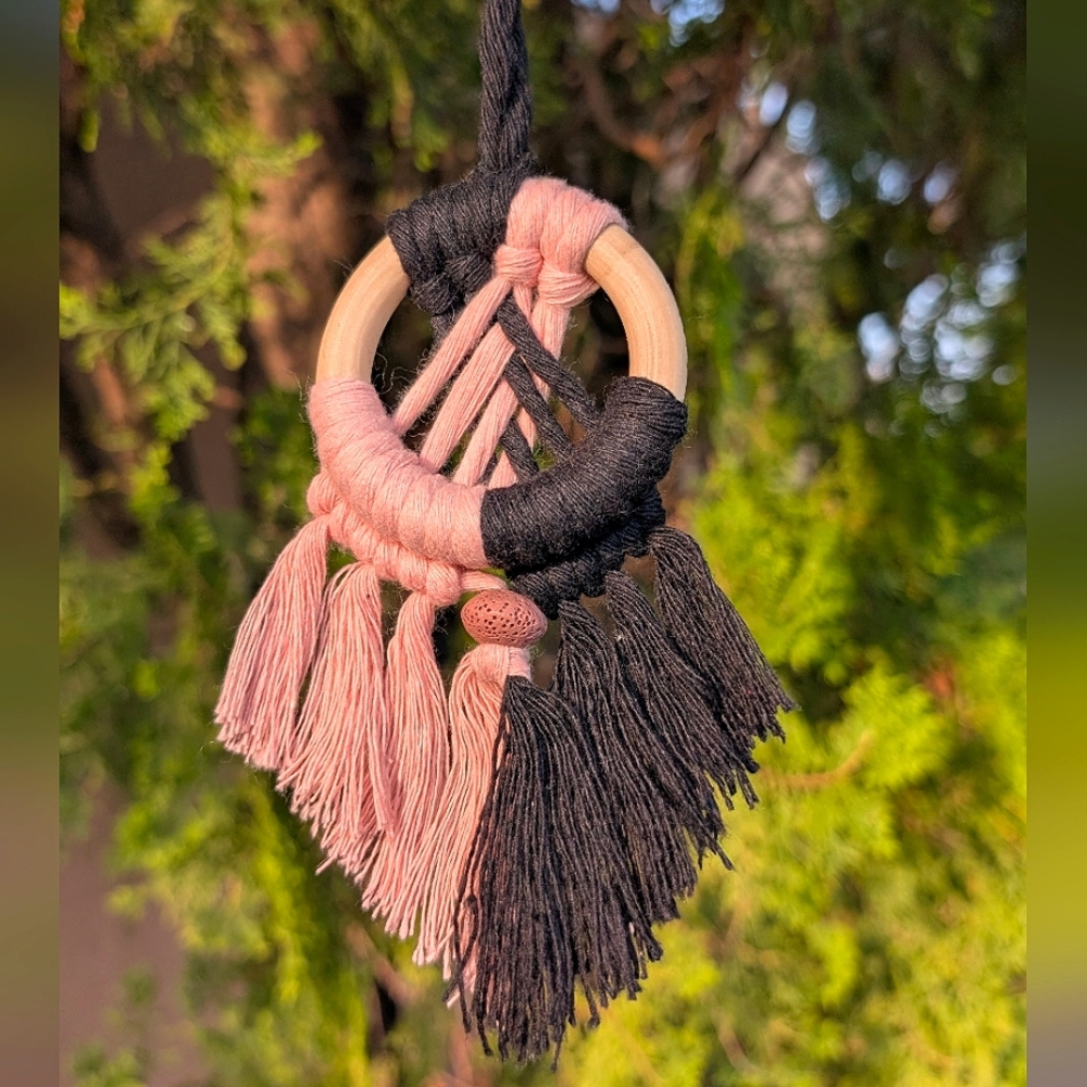 Macrame Car Charm Diffuser With Lava Bead